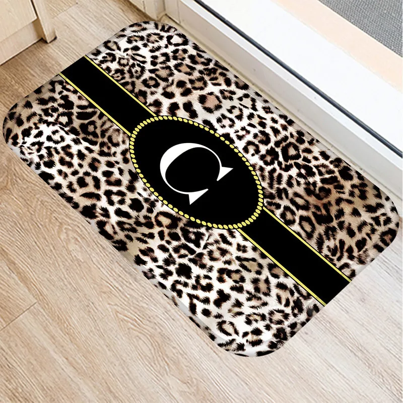 

Leopard Pattern Letter Kitchen Entrance Door Mat Coral Velvet Carpet Rubber Colorful Indoor Floor Mats Non-Anti-Slip Rug 48263