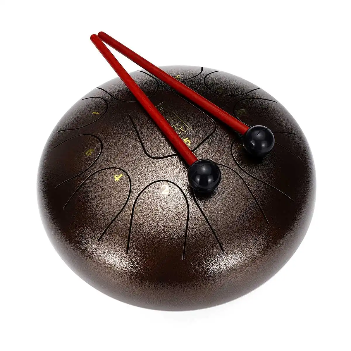 Deep Ochre 10 дюймов 11 Примечания D Основной стальной язык барабан Handpan ручная танкбарабан с голени с пальчиковыми котами Йога, медитация Zazen расслабить - Цвет: Deep Ochre