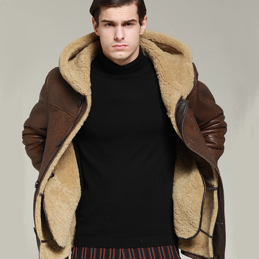 SANI 100% натуральная овчина меховое пальто из натуральной кожи Мужская официальная