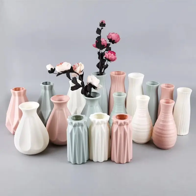 

Nordic style plastic decorative vase PE drop-resistant office countertop flower arrangement vase decoration household
