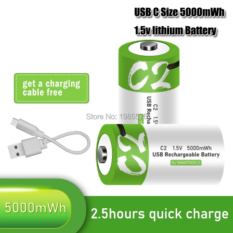 1 5 V 5000mWh Универсальный Micro USB зарядка батареи аккумуляторная батарея размер C