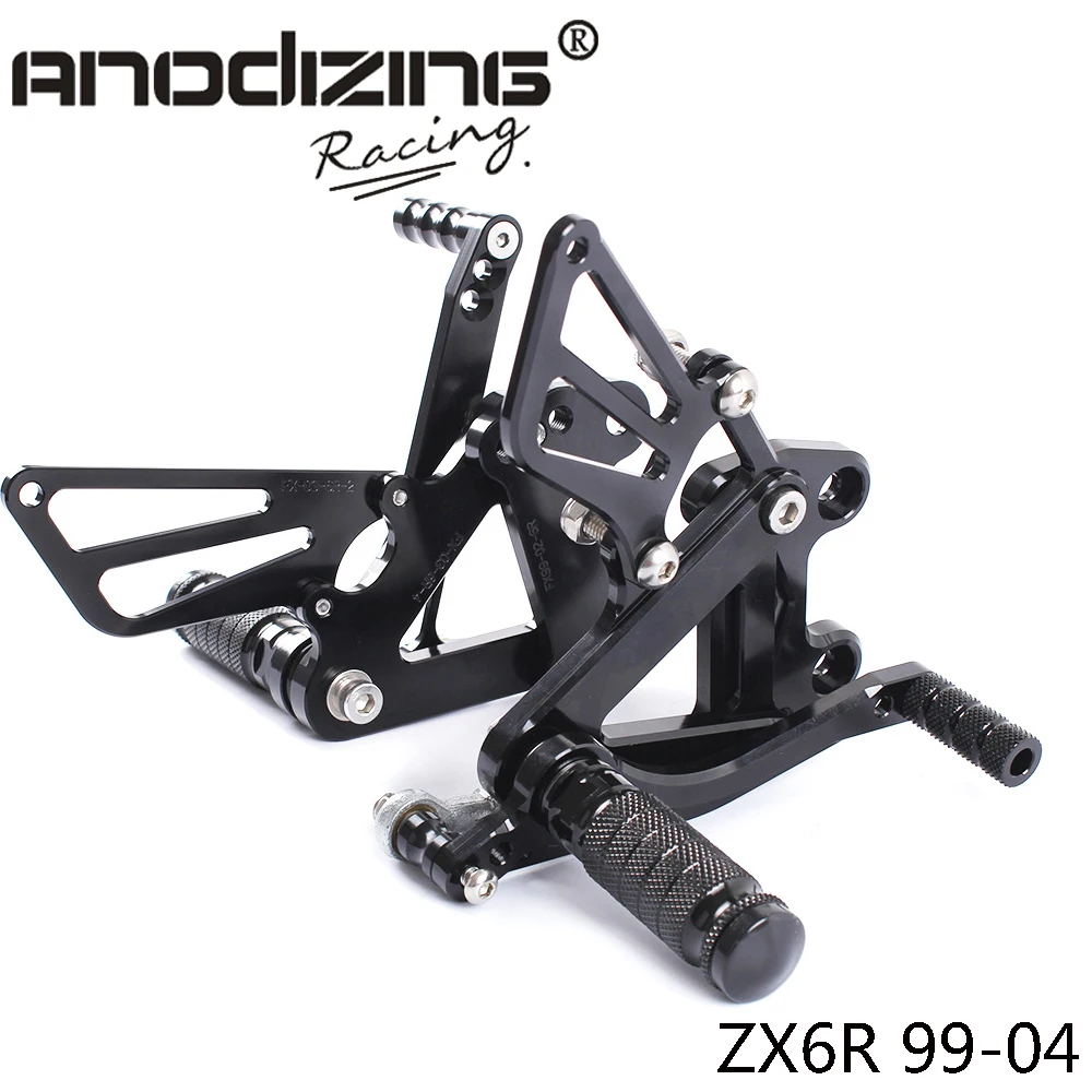 

Full CNC Aluminum Motorcycle Adjustable Rearsets Rear Sets Foot Pegs For KAWASAKI ZX6R ZX-6R 1999-2002