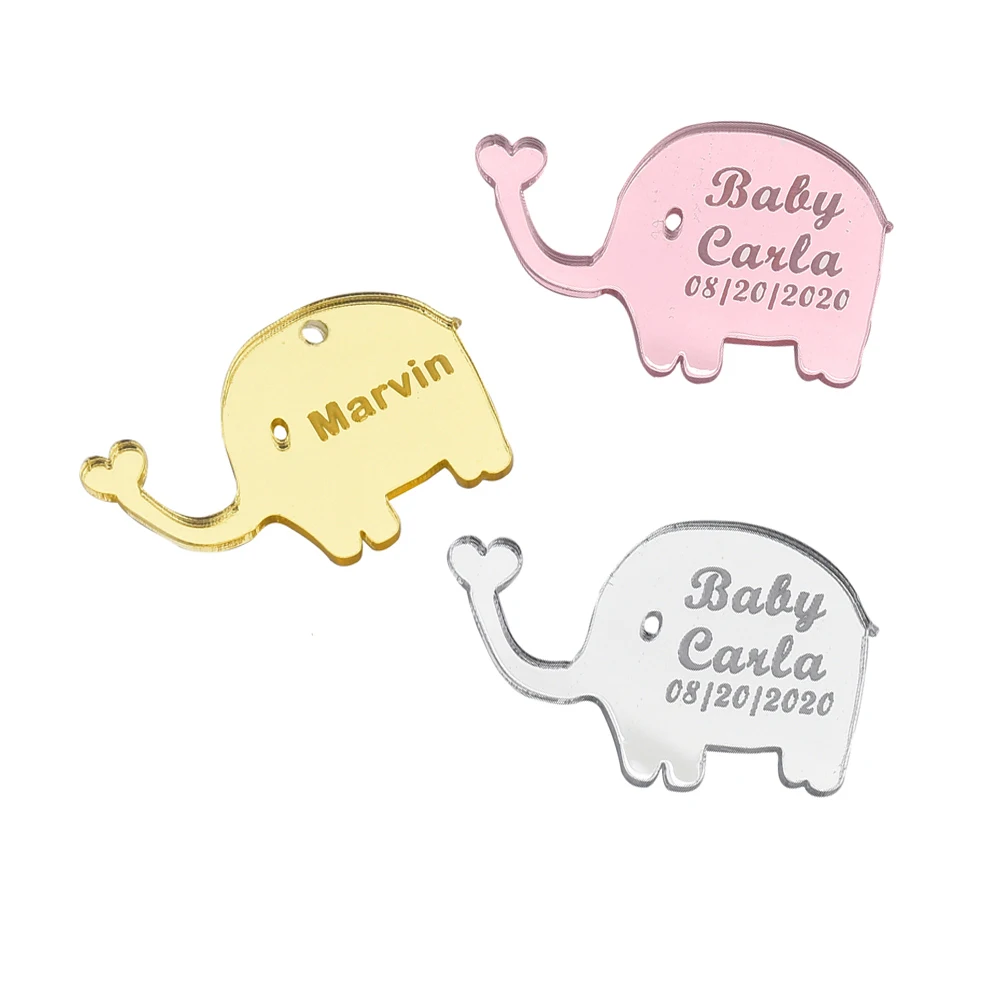 Персонализированные Именные Бирки в виде слона для влюбленных 20 шт. акриловые