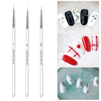 3pcsset kolinsky gel nail art line painting brushes crystal acrylic thin liner drawing pen nail art manicure tools set