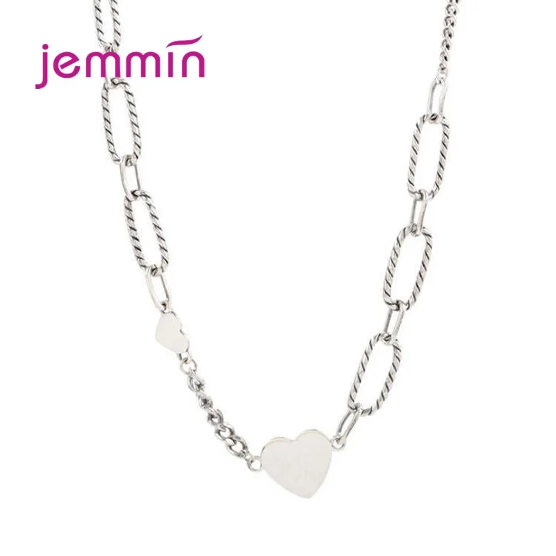 

Women 925 Sterling Silver Romantic Love Necklaces Simple New Design Retro Korean Trend French Clavicle Chain Fine Jewelry