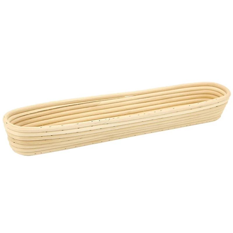 

2 Pcs 17 Inch Baguette Banneton Brotform Bread Proofing Basket Natural Rattan Cane Handmade & Linen Liner Cloth