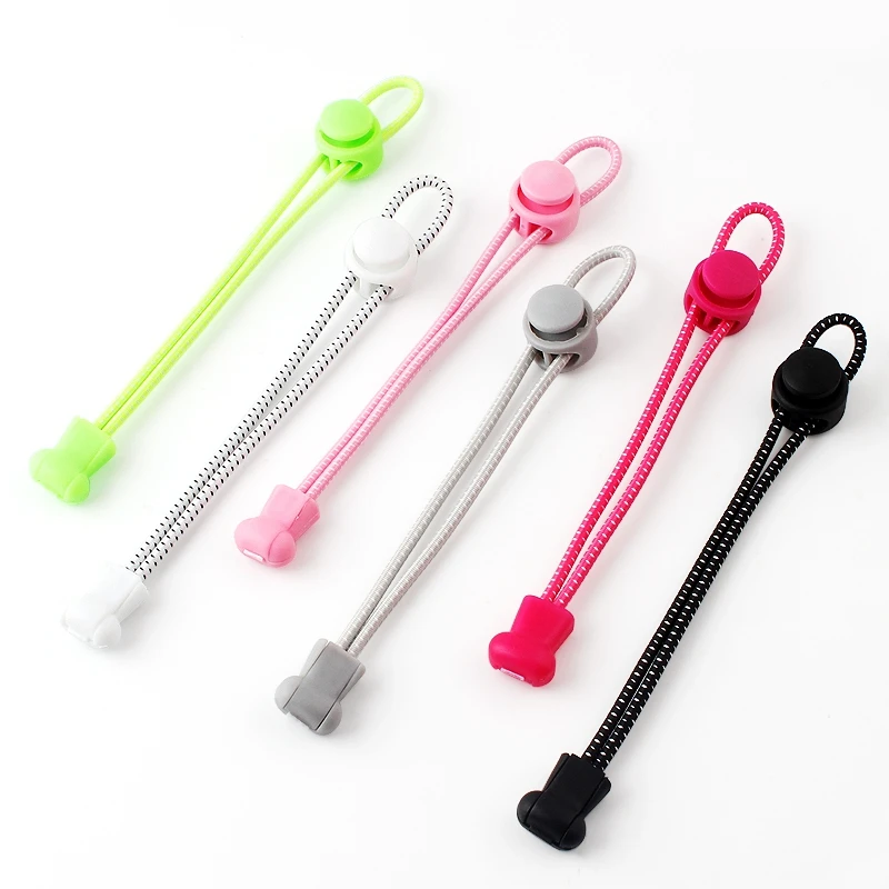 1 Pair No tie shoelaces Round Plastic snap lock Elastic Shoelaces Children and adults on foot Sports lazy lace Shoe accessories