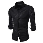 Мужская модная классическая рубашка из Твила, деловая Повседневная приталенная рубашка с длинным рукавом, однотонная блузка, Топ