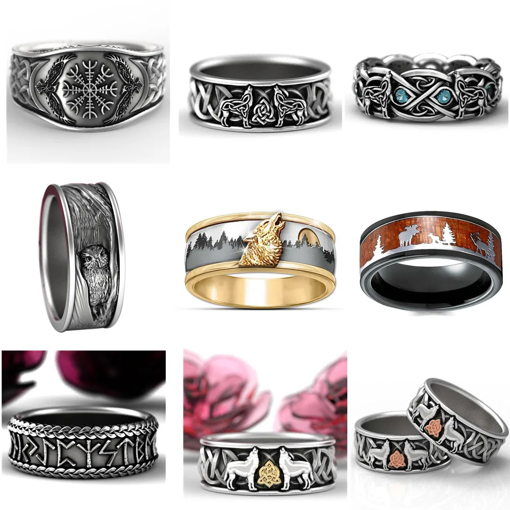 FDLK 7 Стиль Панк Серебряный цвет Волчья Голова кольца Совы Мужские Женские
