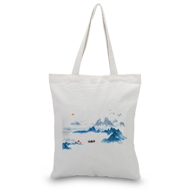 Чернильная рисованная Холщовая Сумка-тоут сумка для покупок ежедневное