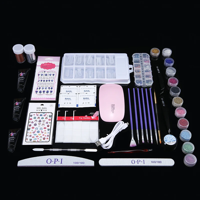 

1SET UV LED Lamp Nail Dryer Nail Rhinestone Extension Gel Polish Kit Crystal Molds Soak Off Set DIY Nail Decoration