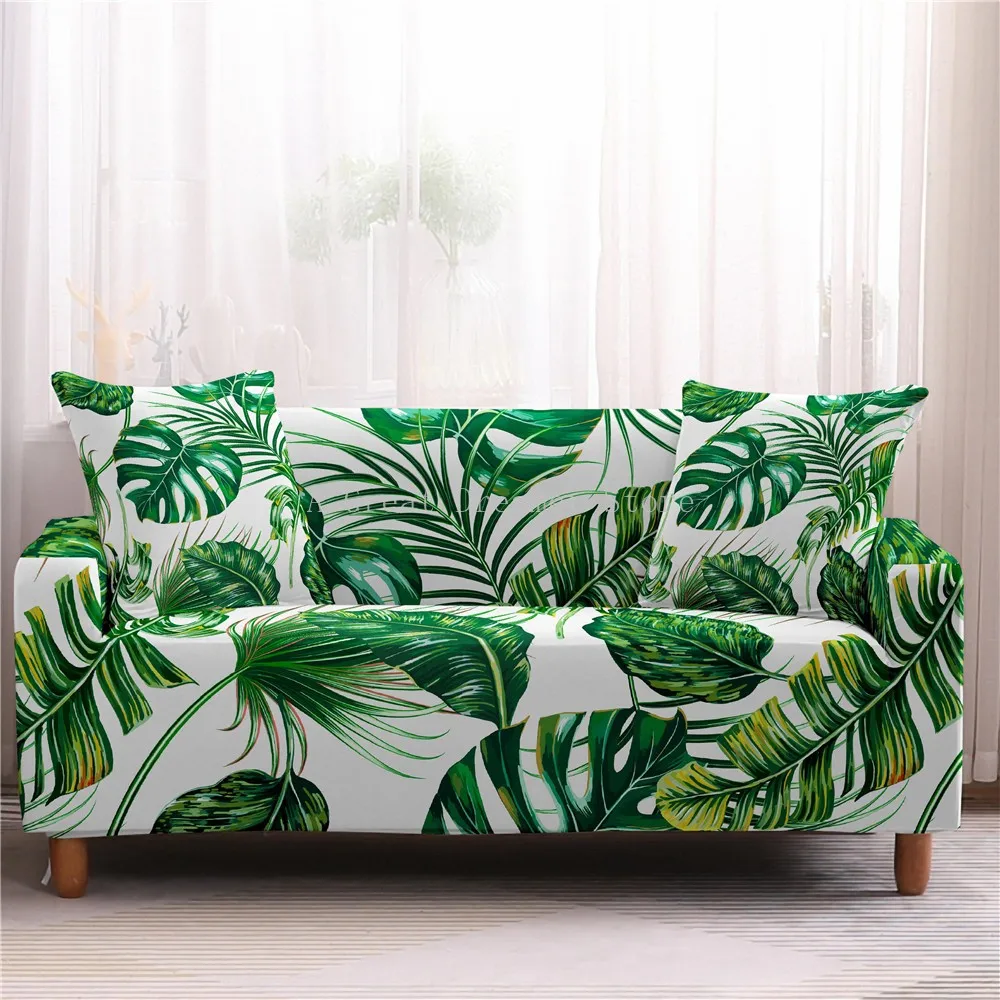 

Simple Green Plants Leaves Pattern Slipcovers Sofa Covers Sofa Towel Living Room Furniture Protective Armchair Couches Sofa