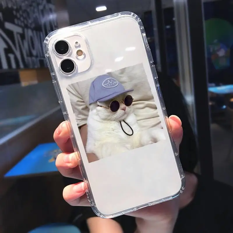 

Cute animal cat art design Phone Case Transparent for iPhone 11 12 mini pro XS MAX 8 7 6 6S Plus X 5S SE 2020 XR