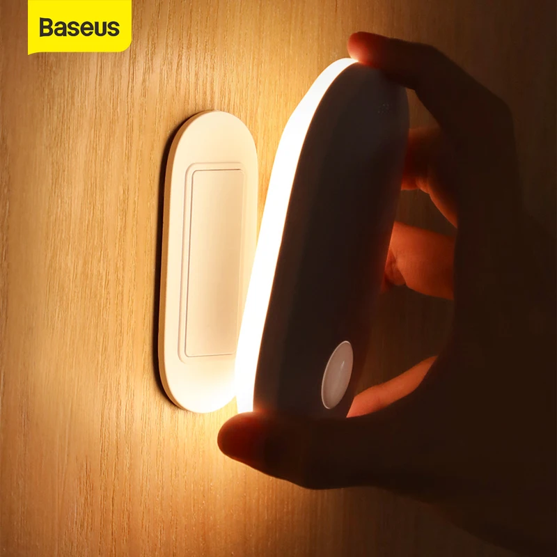 

New Baseus Induction Night Lamp PIR Motion Sensor Night Light Human Body Induction Magnetic Led Lamp Rechargeable Indoor Wall