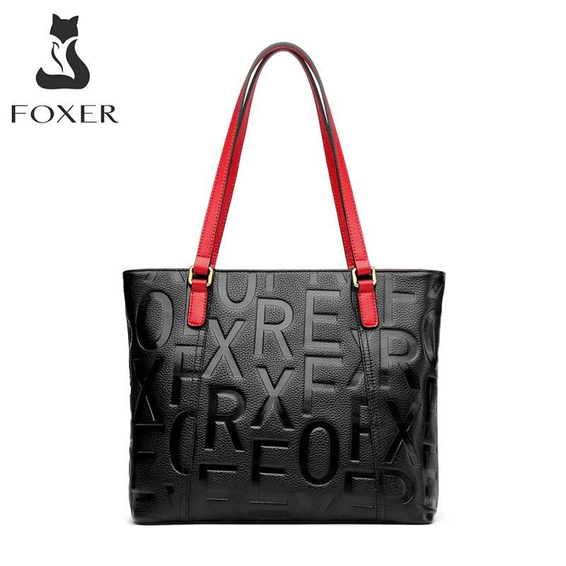 Роскошный женский деловой тоут FOXER из 100% натуральной кожи вместительный