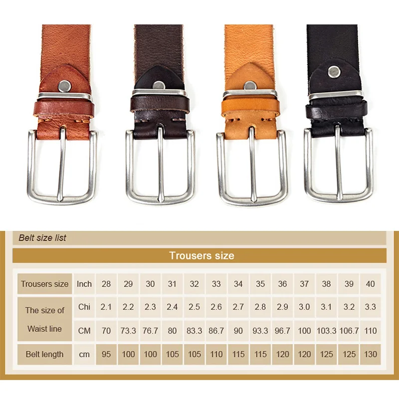 

Natural leather men's belt High Quality Soft Genuine Leather Masculine Jeans Belt's for men 4 colors 105cm-150cm Dropship