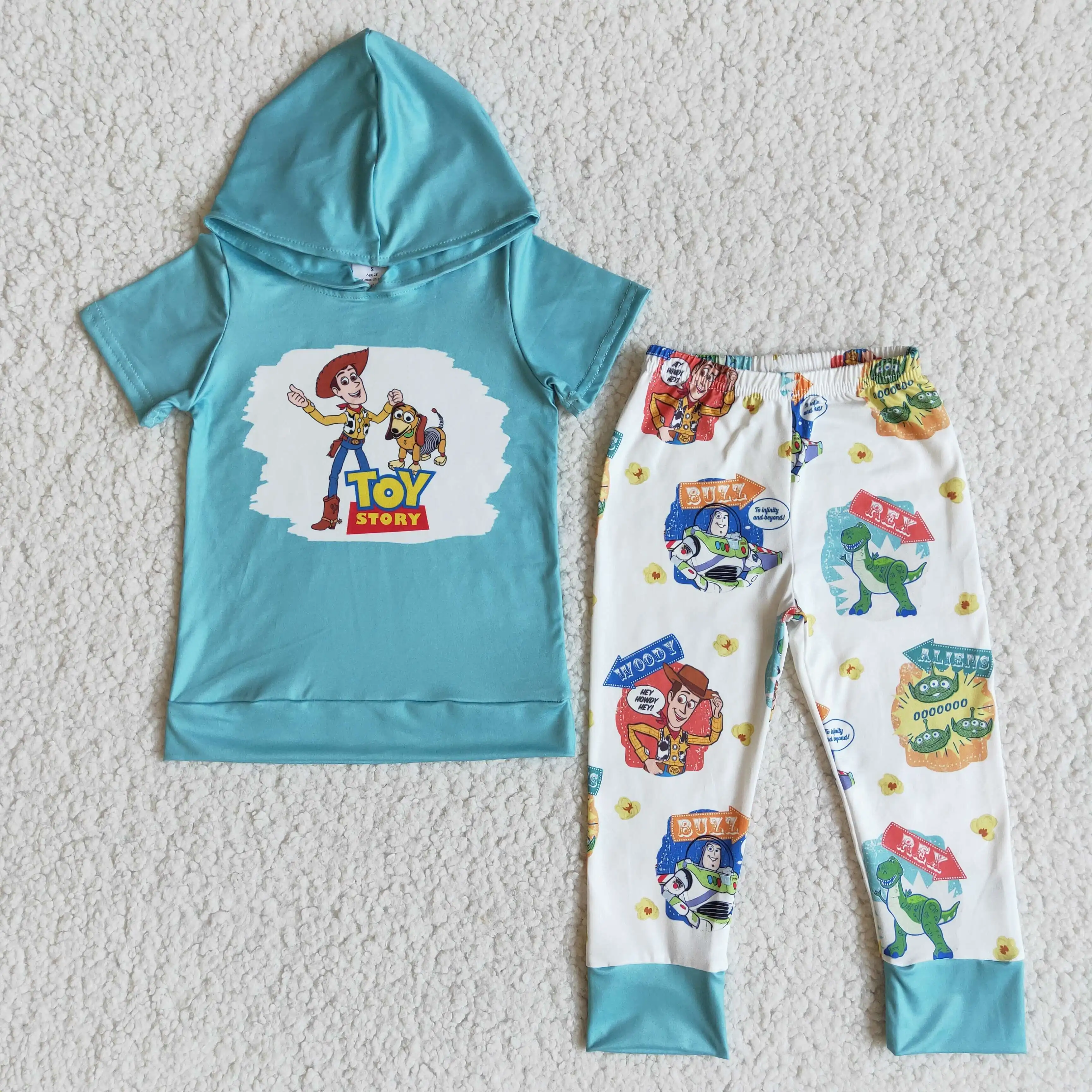 

wholesale girl boutique outfit kids clothing set short sleeve top cartoon pant outfit children spring outfit
