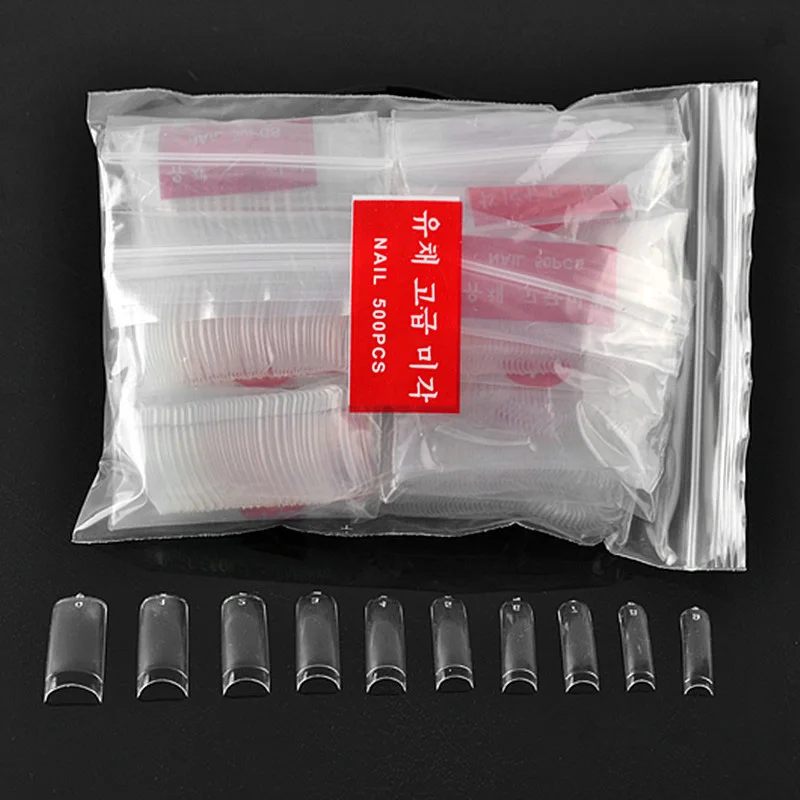500Pcs/Pack Clear False Acrylic UV Gel Half French Transparent Nail Art Tips For Women Nail Beauty Tools