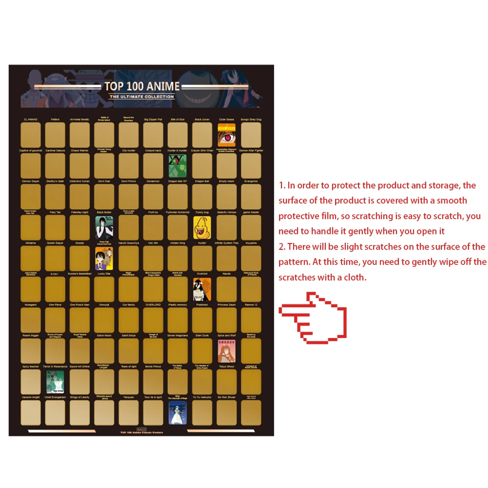 Топ украшения для дома 100 аниме постер с царапинами ведро список премиум и