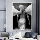 Изображения на холсте с ангелом, черно-белый постер на тему религии Иисуса Аллаха, плакаты и принты для дома, дизайнерские картины для интерьера