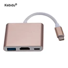 Мини-конвертер kebidu, Переходник USB 3,0Type-c, алюминиевый концентратор Usbc в HDMI, 3,1 для Macbook
