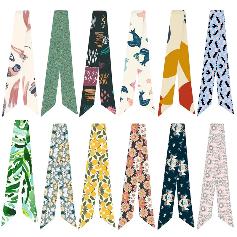

Fashion Check Grace Long Ribbon Bow Hair Scarf Ice Silk Chiffon Small Long Scarf Multifunction Ribbon Tie Hair Band