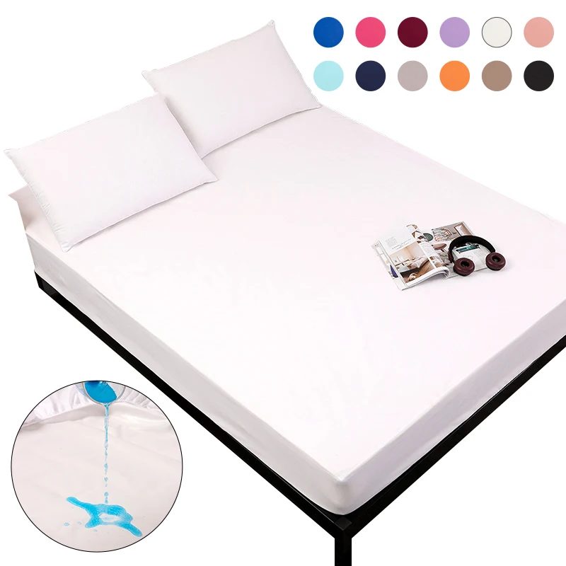 

MECEROCK Solid Waterproof Mattress Protector with Elastic Band Sanding Breathable Bed Mattress Cover Anti-mite&Washable