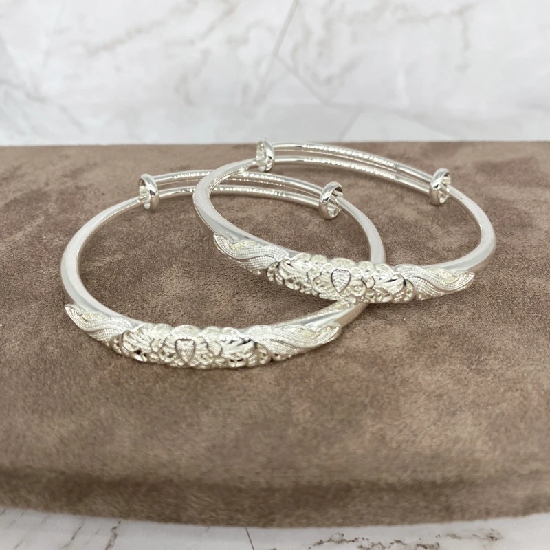 

1PCS Dubai Silver Bangles High Quality Women Bride Jewelry Gold Color Ethiopian Indian bangle African Middle East Bangles