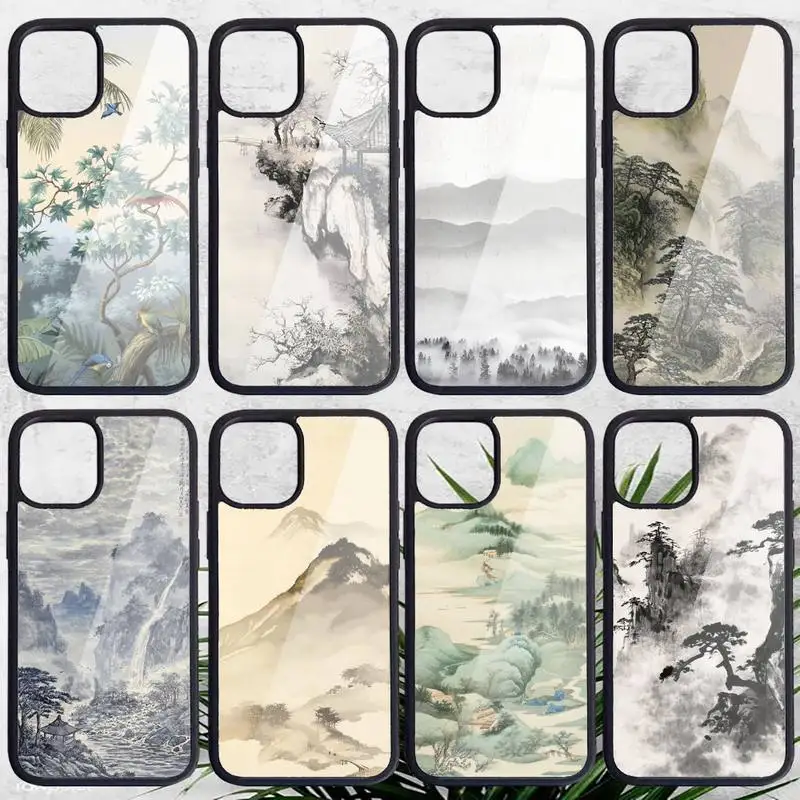 

Chinese Style painting art Phone Case PC for iPhone 11 12 pro XS MAX 8 7 6 6S Plus X 5S SE 2020 XR