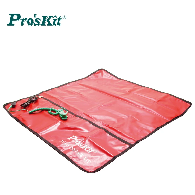 저렴한 Proskit 8PK-AS07-1 PVC 정전기 방지 작업 테이블 매트 식탁보, 6FT/2M 손목 스트랩 및 10FT/3M 접지 와이어 필드 서비스 키트