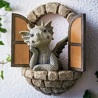 garden creative resin crafts dinosaur ornaments dinosaur climbing window craft wall decorations living room wall ornament