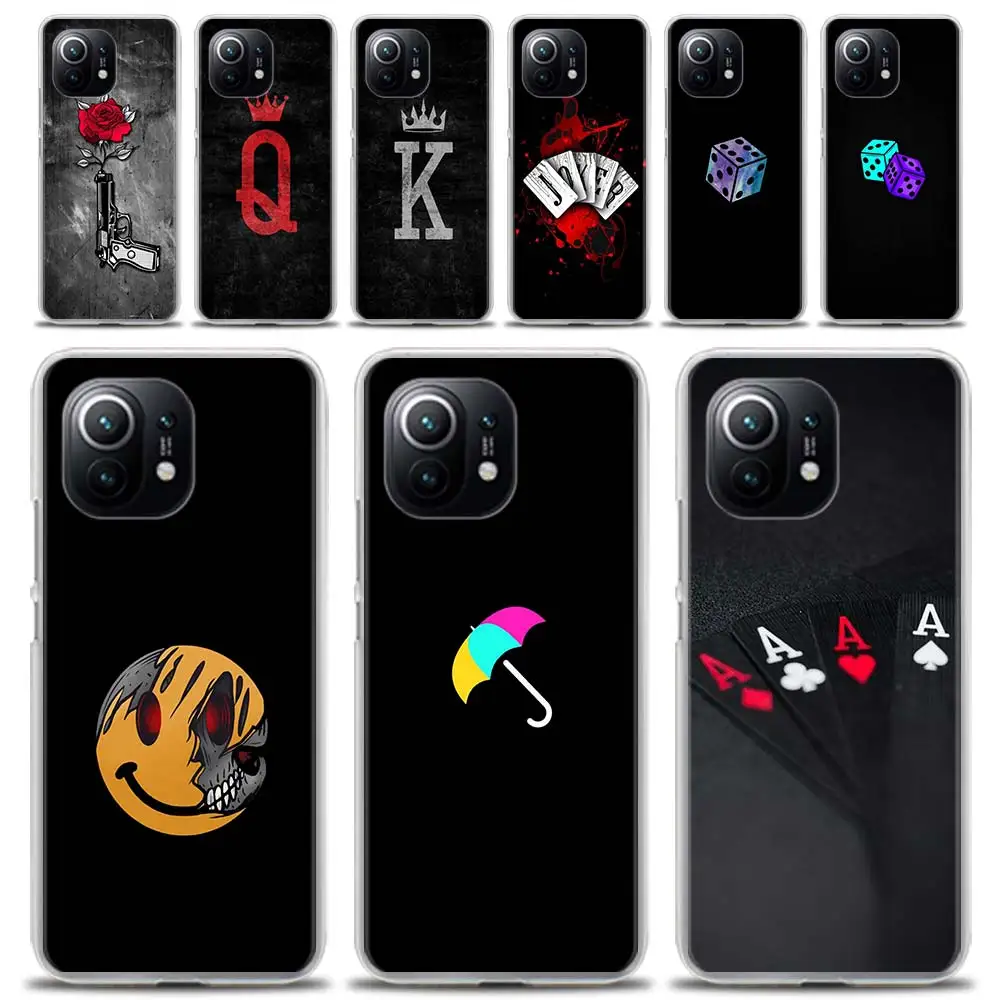 

Phone Case for Xiaomi Poco X3 NFC F3 Mi 11 Hard PC Cover for Redmi Note 9S 9 8 Pro 8T 10 Pro Shell poker dice Fashion