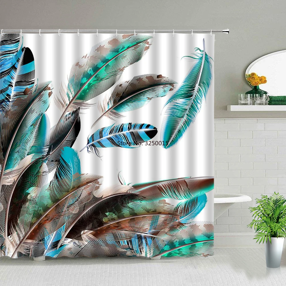

Занавеска для душа с красивыми павлиньими перьями, Набор тканевых занавесок, декор для ванной комнаты, аксессуары для ванной, дешевая водон...
