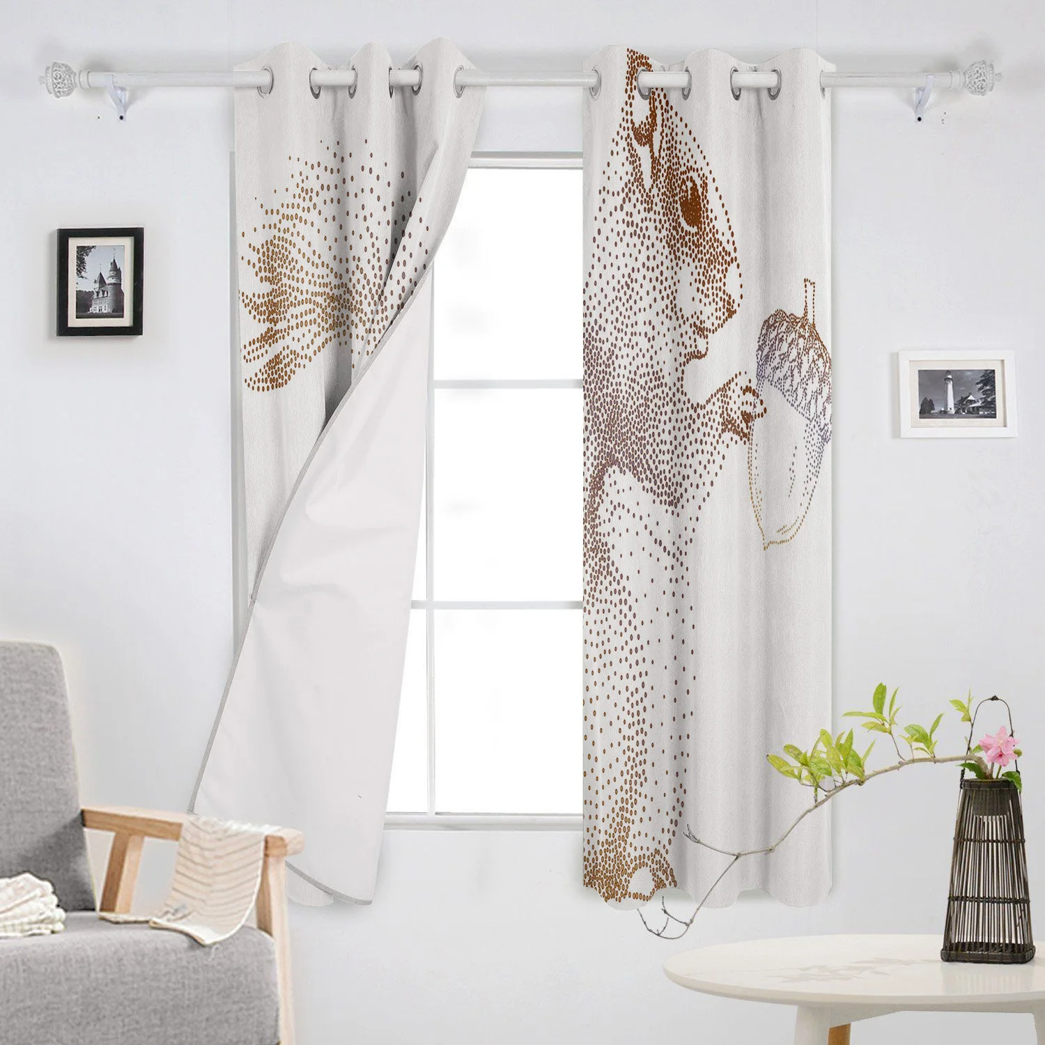 Коричневые точечные белки сосновые конусные шторы для животных панель кухни