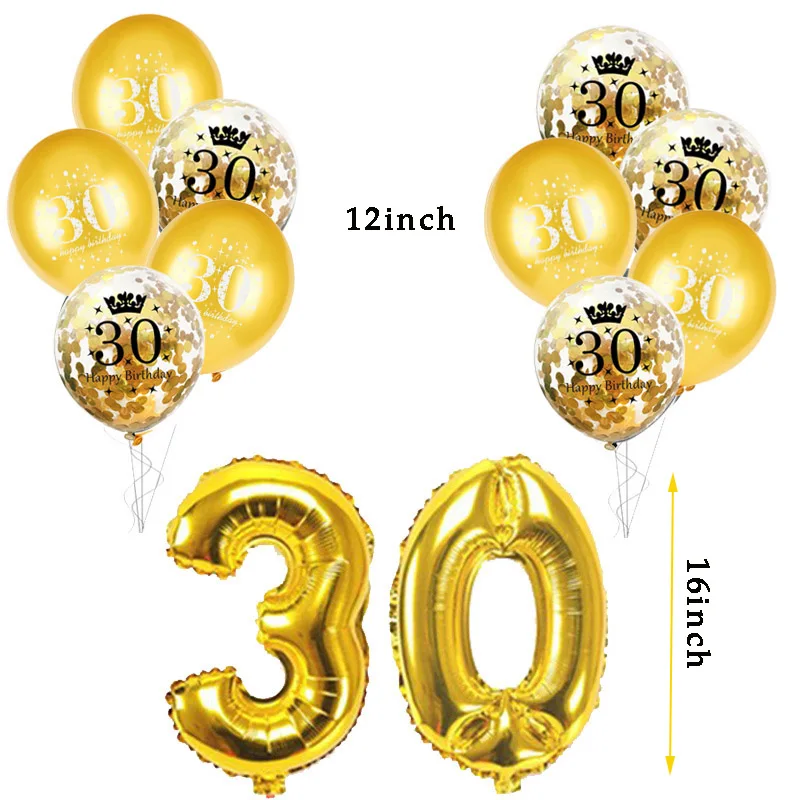 30set A 30, 40, 50, украшения для дня рождения, для взрослых, хрустальные стразы, тиара, корона принцессы, ободки для волос, аксессуары, украшение на 30 лет - Цвет: 30set A