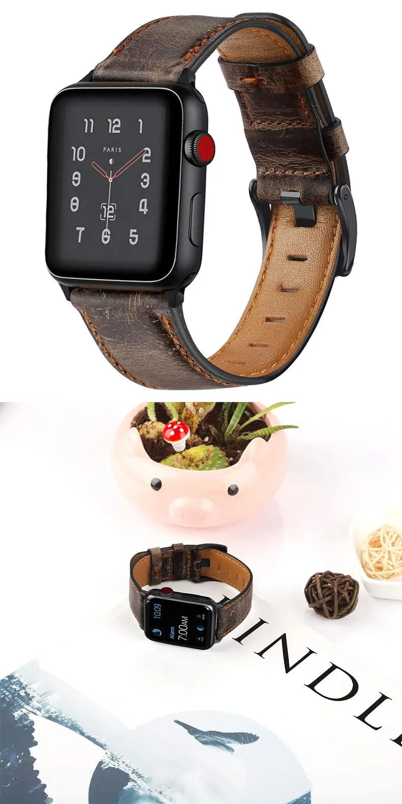 Ретро-стиле, из натуральной кожи, ремешок для наручных часов Apple Watch 4 5 44 мм 40 мм, 42 мм, 38 мм, версия наручных часов iwatch, ремешок Watch series 5/4/3/2/1 браслет аксессуары