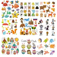 iron on cute animal owl patches for kids clothes diy t shirt applique heat transfer vinyl cat dog unicorn patch stickers d