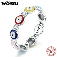 wostu 925 sterling silver guardian eye ring colorful enamel finger ring for women fashion silver jewelry gift cqr742