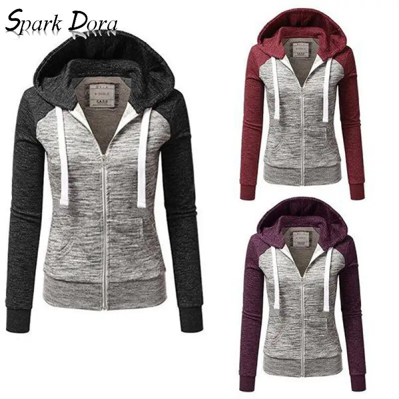 

Hoodies Women Autumn Winter New Fashion Outwear Casual Three Color Stitching Hooded Long Sleeve Pockets Comfort Woman Clothes