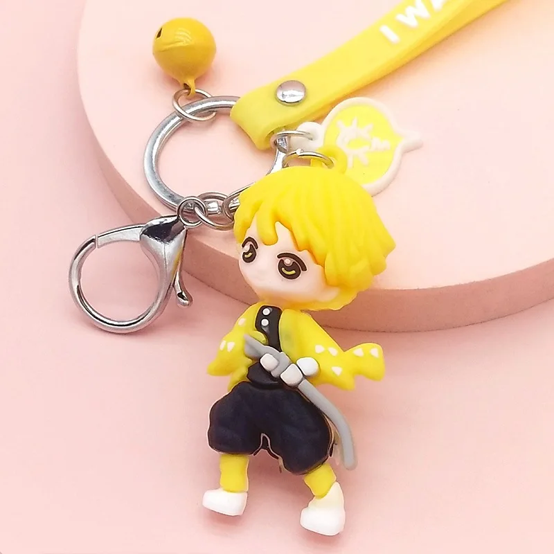

Hot Sale Ghost Kill Blade Key Buckle Silicone Keyring Cartoon Animation Student Bag Pendant Gift Jewelry Key Chains