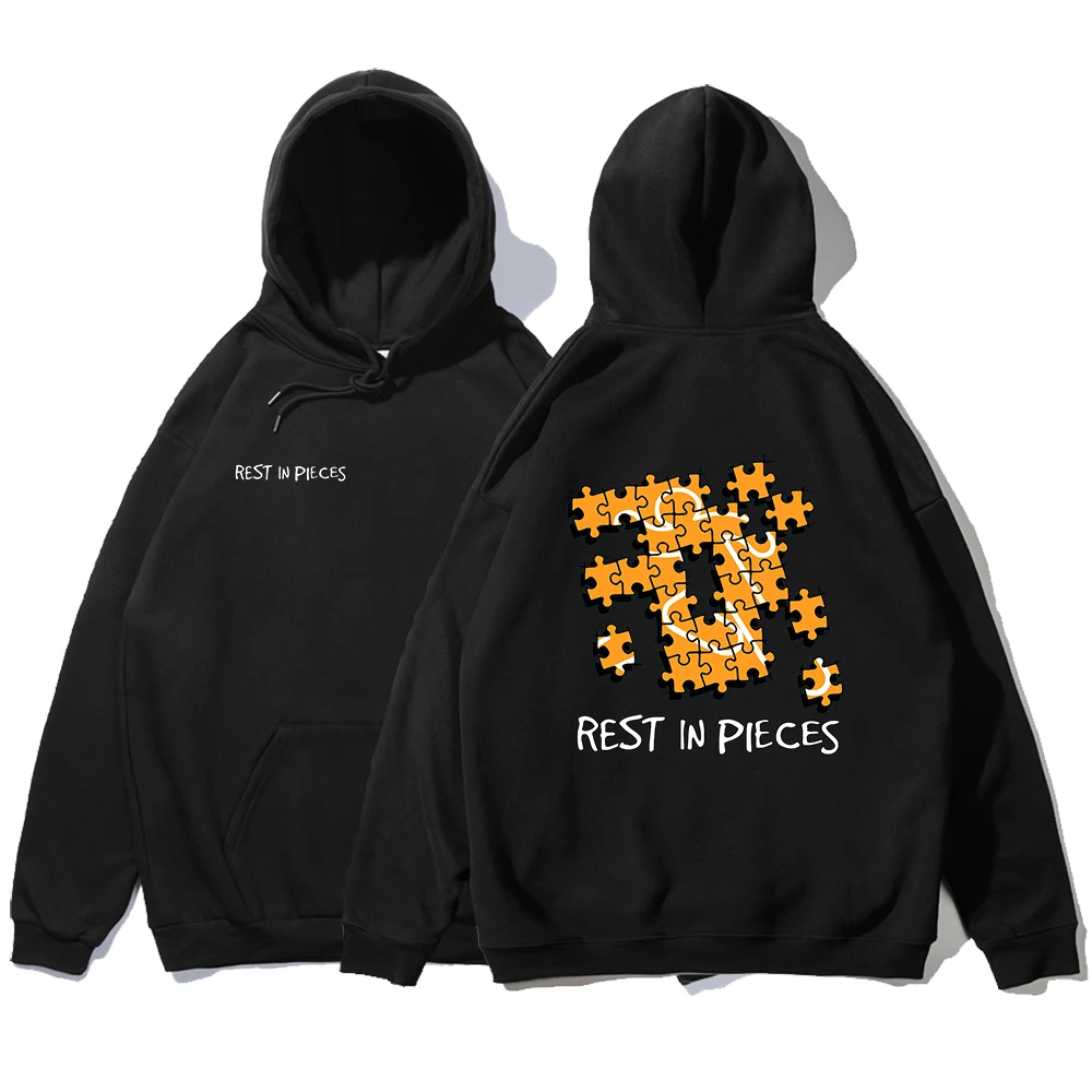 

Rest in Pieces Puzzle Double-Sided Print Hoodie Mens Fashion Loose Sweatshirts Fashion Crewneck Hoodies Casual Fleece Streetwear