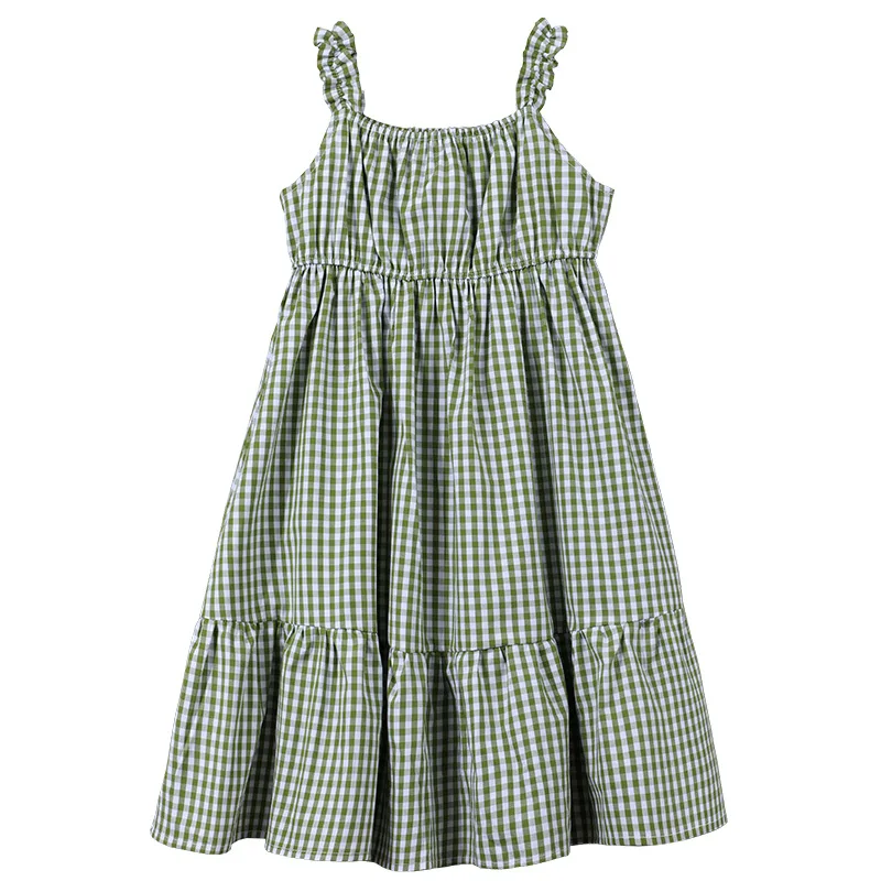

New 2020 Summer Girls Strap Dress Kids Plaid Dresses for Girls Baby Children Holiday Clothes Toddler suspender Dress, #8404