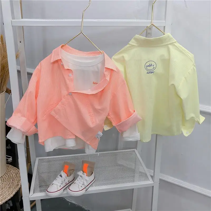 

Spring and Autumn New Children's Baby Fashion Korean Style Vertical Thin Girl Shirt Top