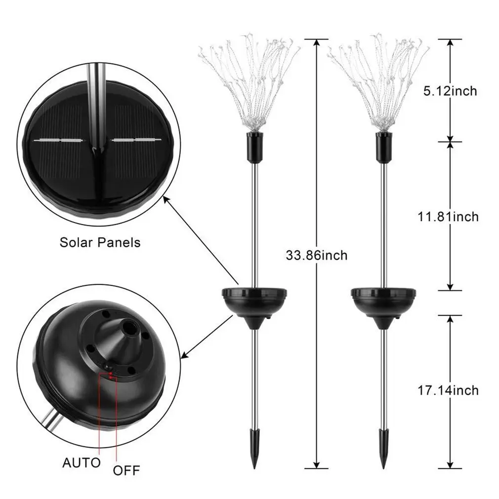 

150 LED Solar Garden Light Plug-in Lawn Lamp Festive Mood Lights Waterproof Firework Lights Garden Decor Colorful Stake Light