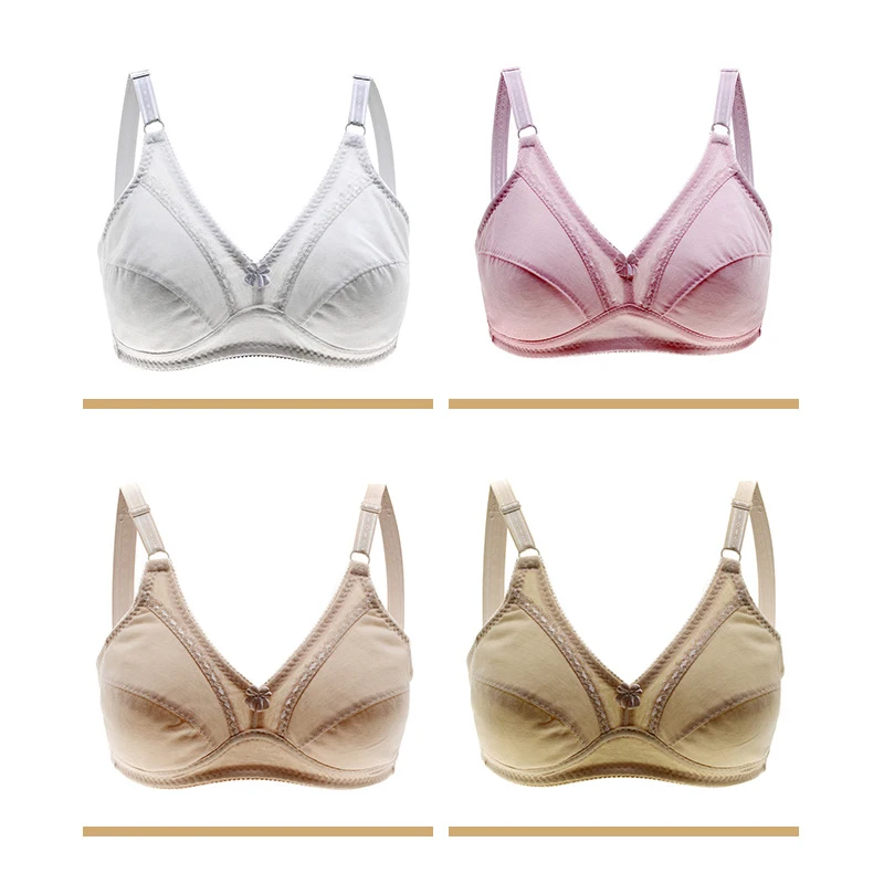 

Wireless Cotton Bra Push up Bra Big Cup For Big Breasted Women Fat Full Coverage Thin Wire Free Back Closure Plaid Soft Bra