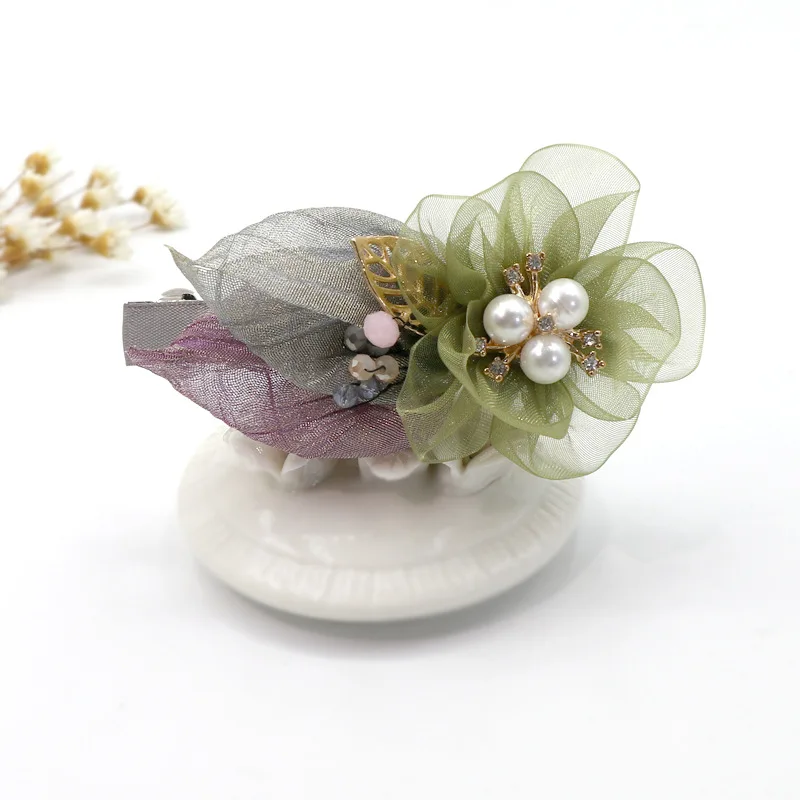 Заколка для волос с цветами женская роскошный зажим из ткани в Корейском стиле
