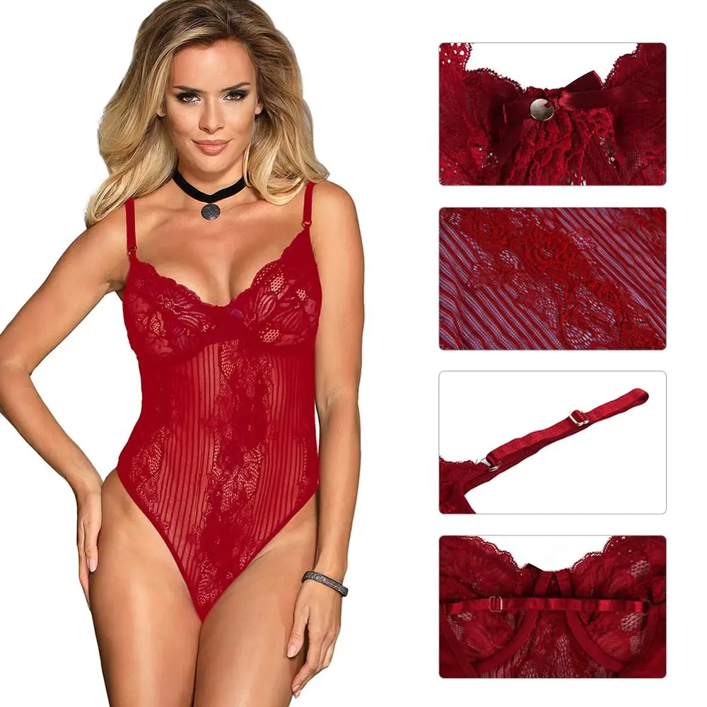 Женское боди с кружевом oheyalover прозрачное Эластичное цветочным узором большие