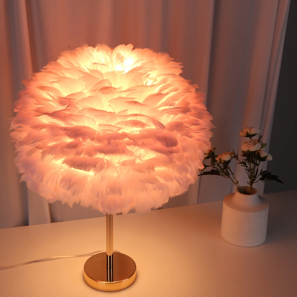 

Modern Nordic Feather Night Light Bedside Reading Lamps Bedroom Party Wedding Romantic Room Decoration