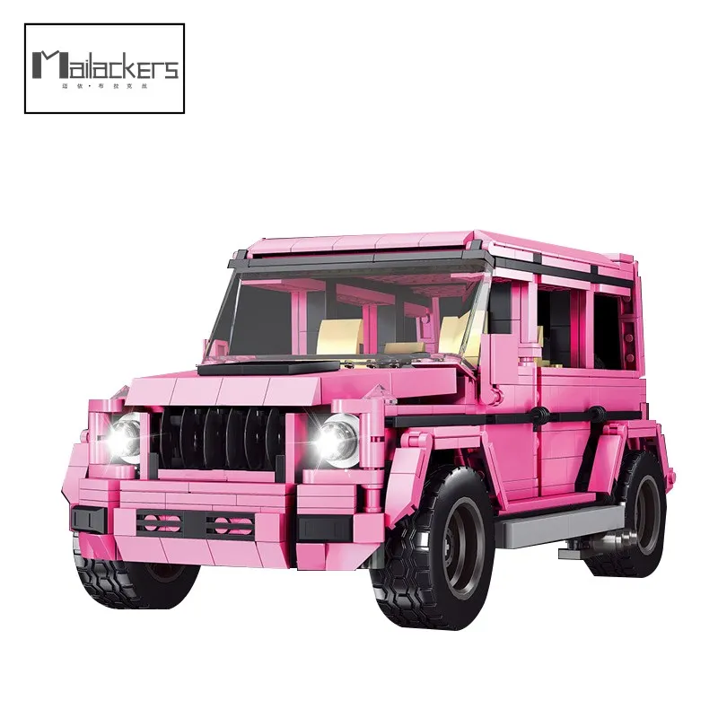 

High-tech Mechanical Pink for Barbie Off-road Vehicle Truck SUV Technical Racing Car Building Blocks Bricks Toys For Adult Gifts