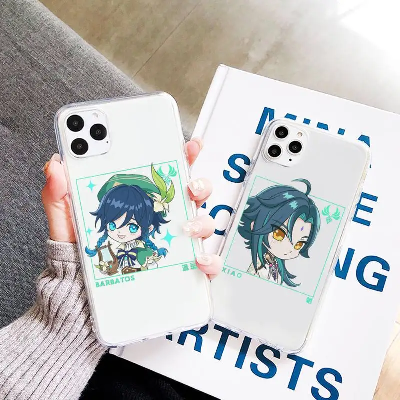 

Genshin impact zhongli xiao hutao Phone Case Transparent for iPhone 7 8 11 12 13 mini pro X XS XR MAX Plus